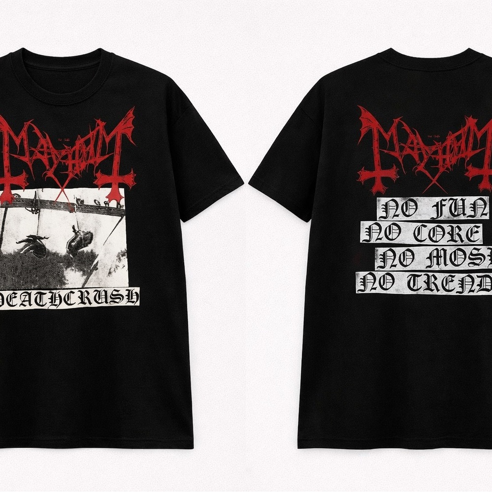 Graphic Black Band Tee - Red & White Print